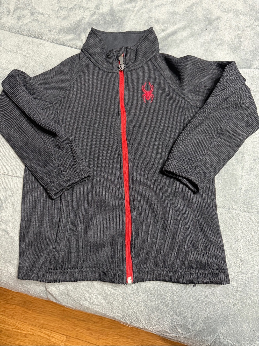 Spyder Black Kids Zip-Up Hoodie with Red Trim